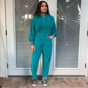 Vintage 90’s David Brown Boutique Teal Velour Jumpsuit